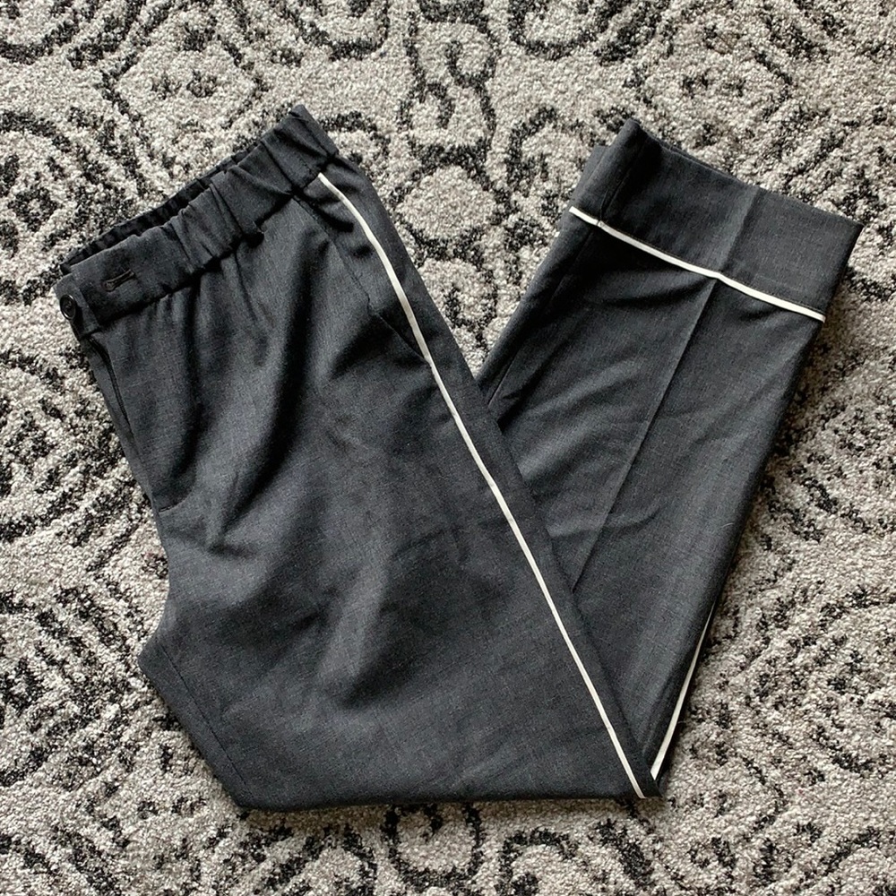 J. Crew Black Cropped Pants with White Piping